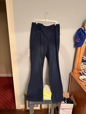 Dark Wash Flare Jeans - Navy Blue Women Within 20W Tall